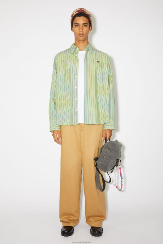 Stipe button-up shirt Unisex Bright Green/Dark Green Acne Studios R66LJ1001 Apparel