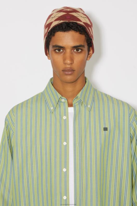 Stipe button-up shirt Unisex Bright Green/Dark Green Acne Studios R66LJ1001 Apparel