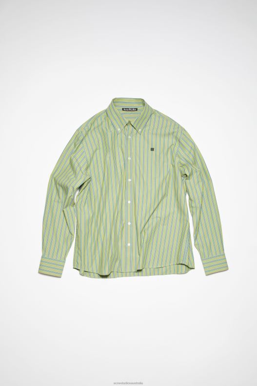 Stipe button-up shirt Unisex Bright Green/Dark Green Acne Studios R66LJ1001 Apparel