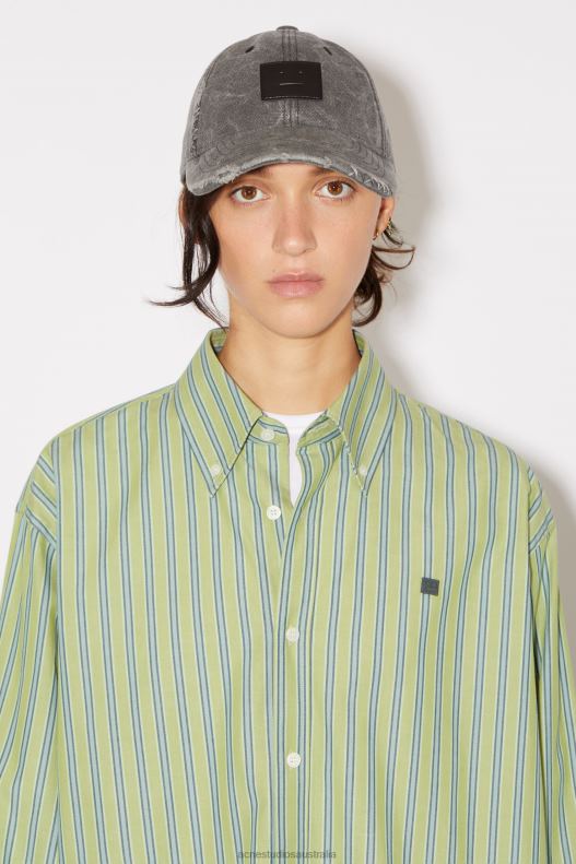 Stipe button-up shirt Unisex Bright Green/Dark Green Acne Studios R66LJ178 Apparel