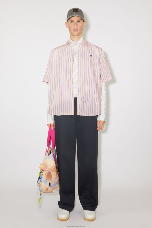 Stripe button-up shirt Unisex Pink/Yellow Acne Studios R66LJ1000 Apparel