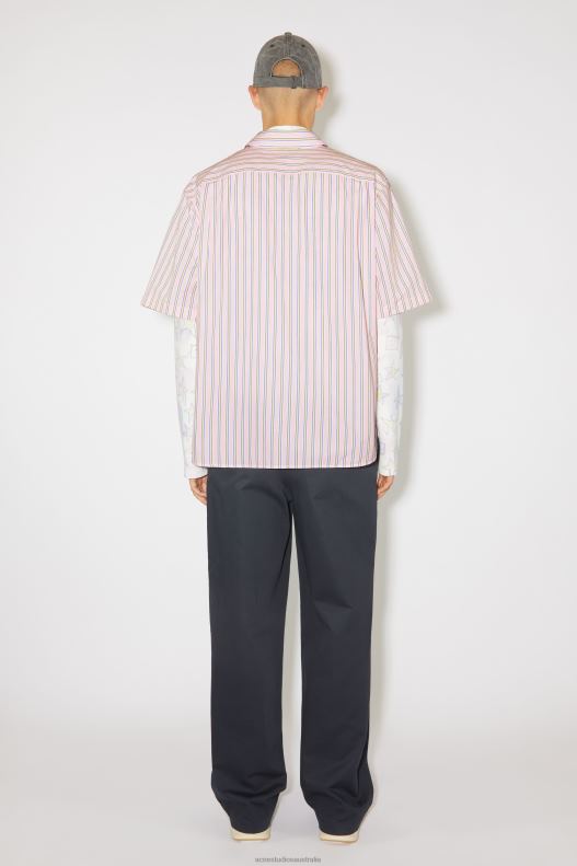 Stripe button-up shirt Unisex Pink/Yellow Acne Studios R66LJ1000 Apparel