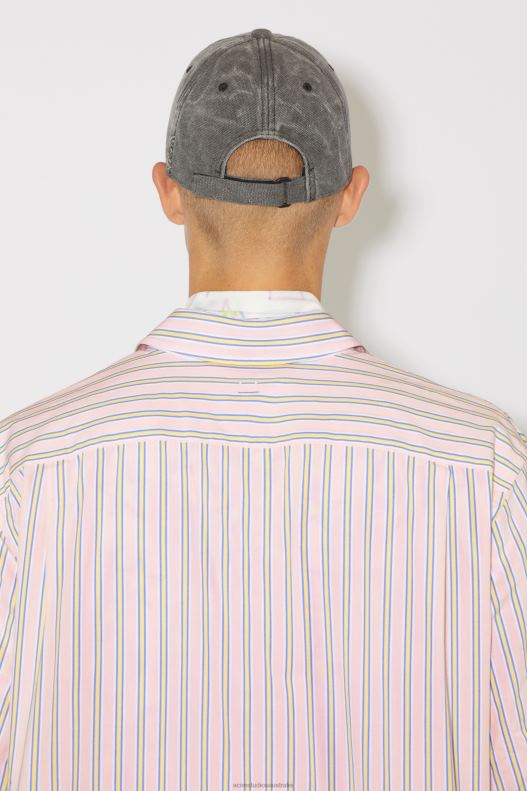 Stripe button-up shirt Unisex Pink/Yellow Acne Studios R66LJ1000 Apparel