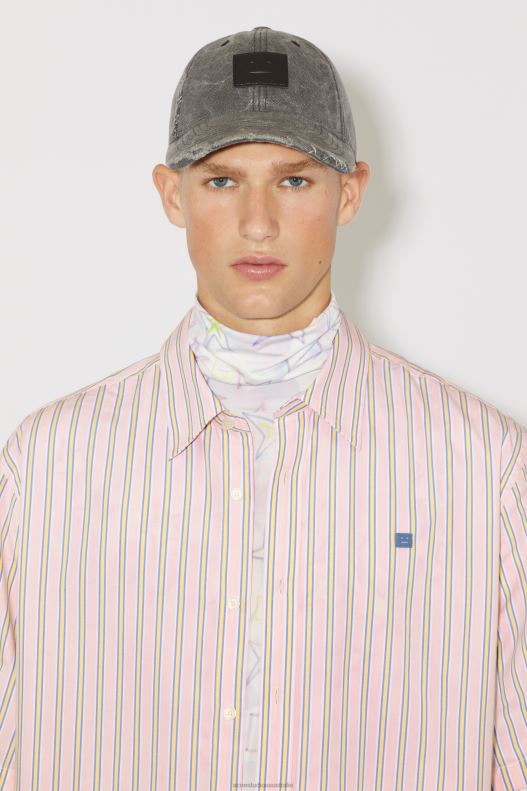 Stripe button-up shirt Unisex Pink/Yellow Acne Studios R66LJ1000 Apparel