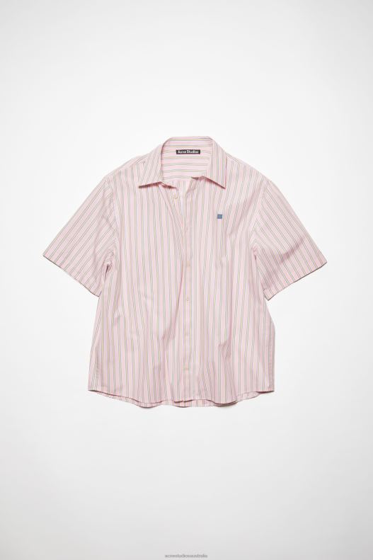 Stripe button-up shirt Unisex Pink/Yellow Acne Studios R66LJ1000 Apparel