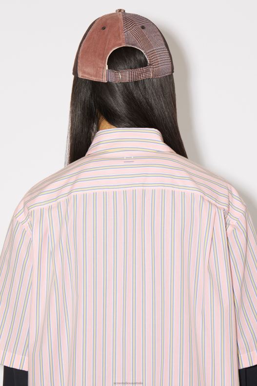 Stripe button-up shirt Unisex Pink/Yellow Acne Studios R66LJ177 Apparel