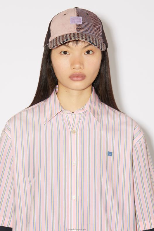 Stripe button-up shirt Unisex Pink/Yellow Acne Studios R66LJ177 Apparel