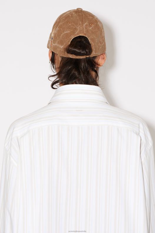 Stripe button-up shirt Unisex White/Brown Acne Studios R66LJ176 Apparel