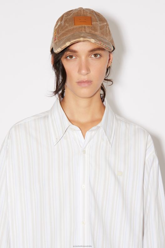 Stripe button-up shirt Unisex White/Brown Acne Studios R66LJ176 Apparel