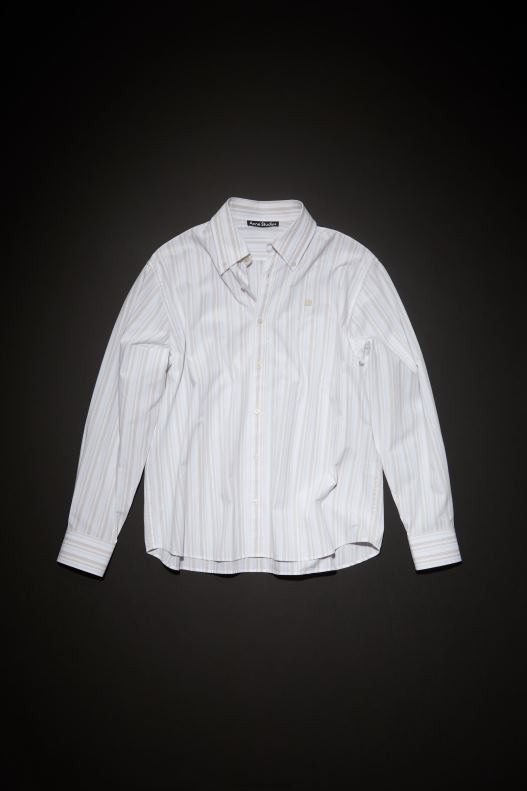 Stripe button-up shirt Unisex White/Brown Acne Studios R66LJ176 Apparel