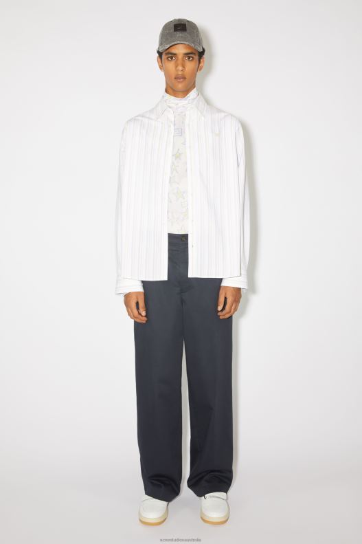 Stripe button-up shirt Unisex White/Brown Acne Studios R66LJ999 Apparel