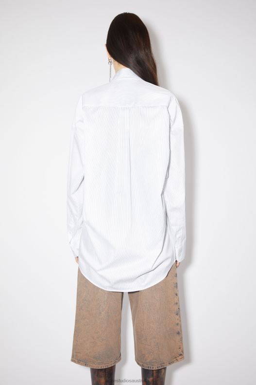 Stripe button-up shirt White/Blue Acne Studios R66LJ185 Apparel