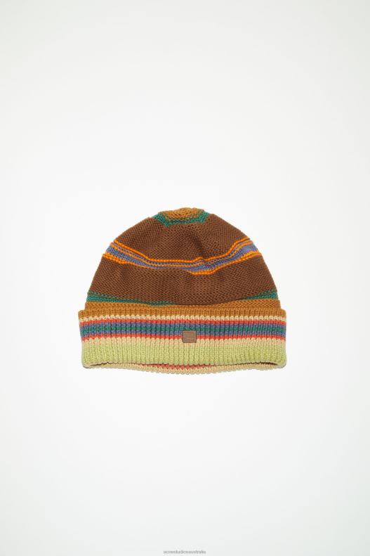 Stripe knit beanie Cinnamon Brown/Multi Acne Studios R66LJ614 Accessories