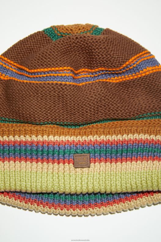 Stripe knit beanie Cinnamon Brown/Multi Acne Studios R66LJ614 Accessories