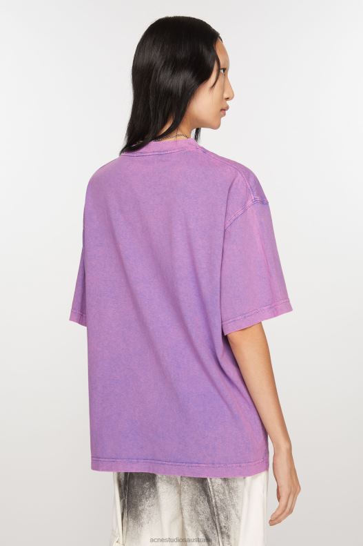 T-shirt faded logo - Relaxed fit Bright Purple Acne Studios R66LJ369 Apparel