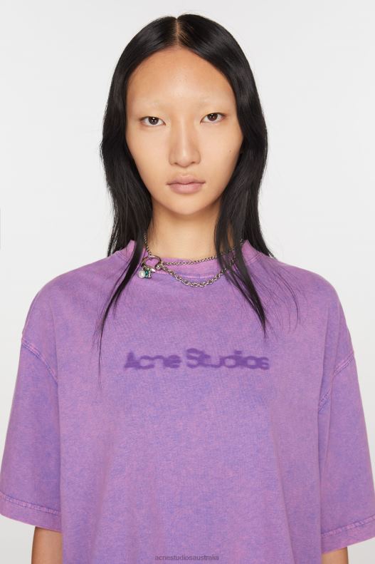 T-shirt faded logo - Relaxed fit Bright Purple Acne Studios R66LJ369 Apparel