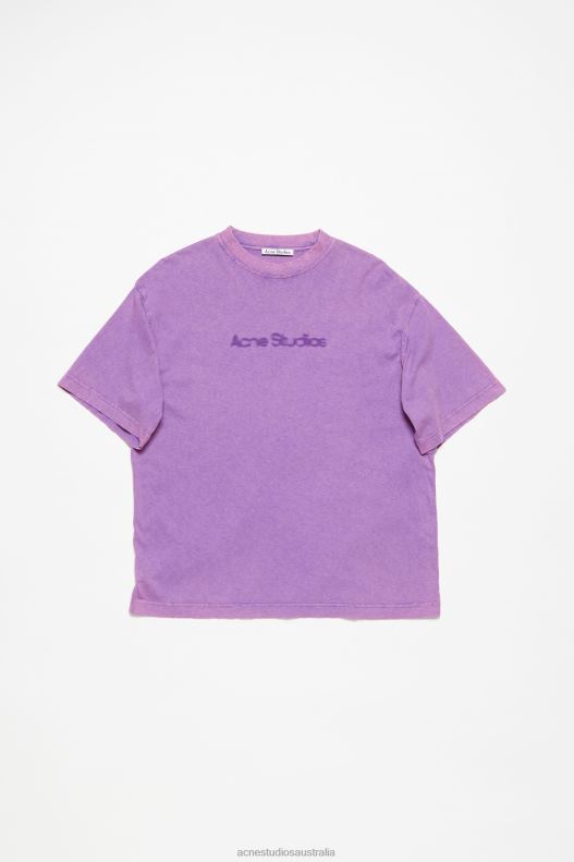 T-shirt faded logo - Relaxed fit Bright Purple Acne Studios R66LJ369 Apparel