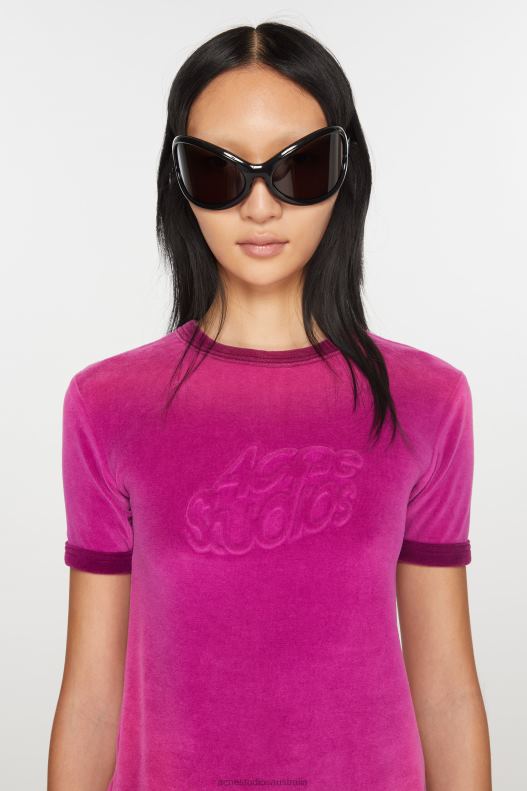 T-shirt logo - fitted fit Magenta Pink Acne Studios R66LJ377 Apparel