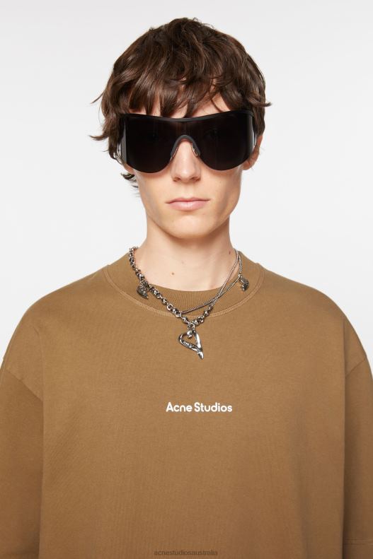 T-shirt logo Mud Beige Acne Studios R66LJ1089 Apparel