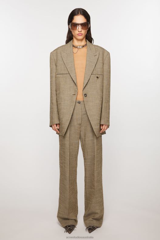 Tailored linen blend trousers Multi Brown Acne Studios R66LJ288 Apparel