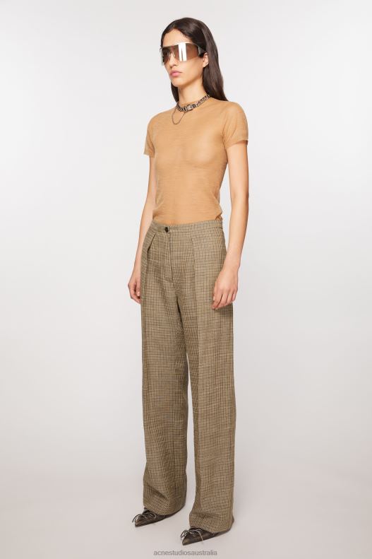 Tailored linen blend trousers Multi Brown Acne Studios R66LJ288 Apparel