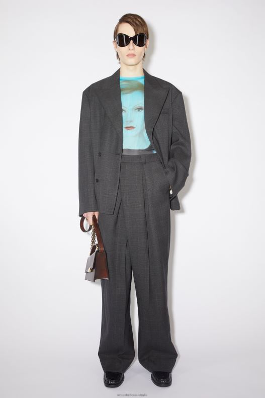 Tailored wool blend wrap trousers Grey/Black Acne Studios R66LJ1065 Apparel