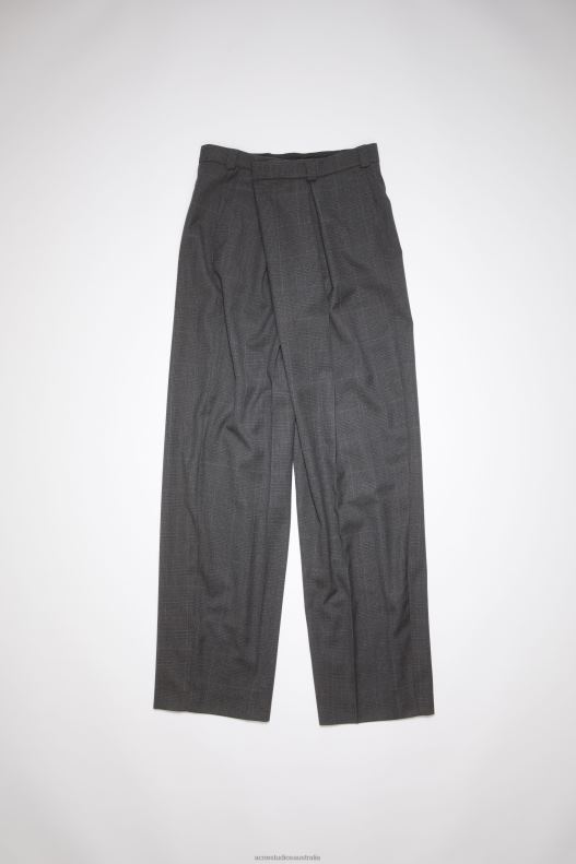 Tailored wool blend wrap trousers Grey/Black Acne Studios R66LJ1065 Apparel