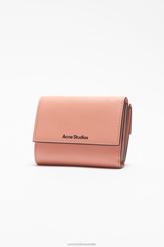 Trifold leather wallet Salmon Pink Acne Studios R66LJ859 Accessories