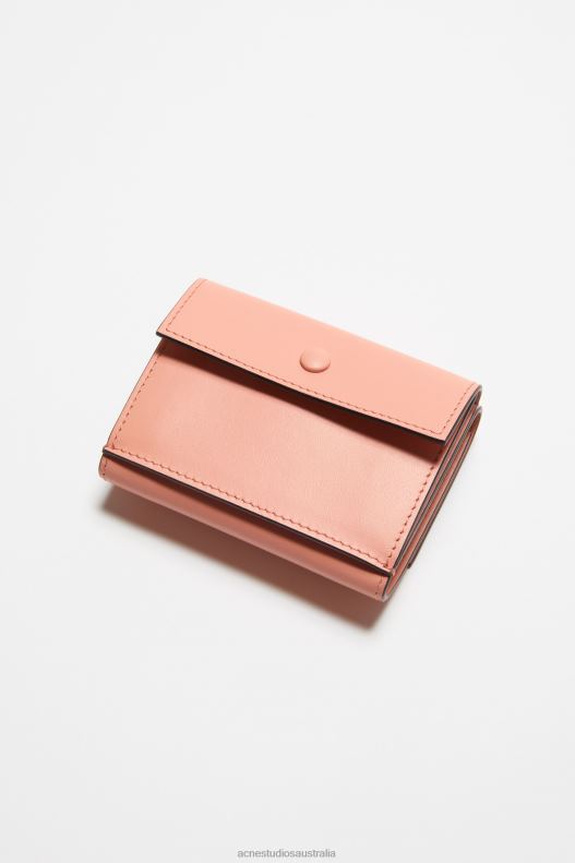 Trifold leather wallet Salmon Pink Acne Studios R66LJ859 Accessories