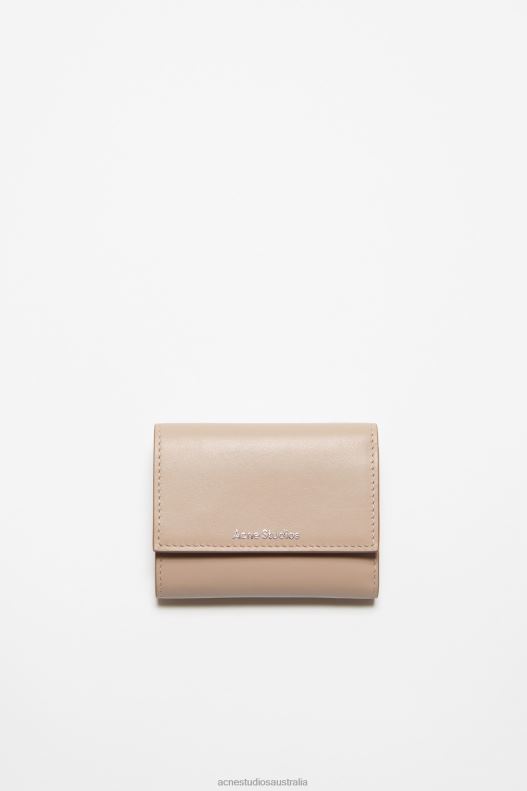 Trifold leather wallet Taupe Beige Acne Studios R66LJ452 Accessories