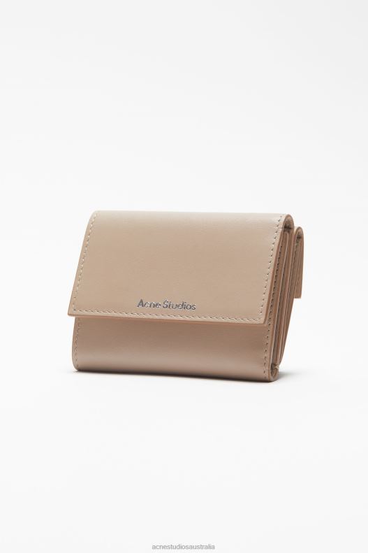 Trifold leather wallet Taupe Beige Acne Studios R66LJ452 Accessories