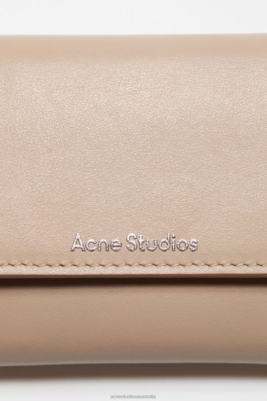 Trifold leather wallet Taupe Beige Acne Studios R66LJ452 Accessories