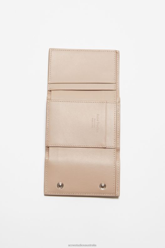 Trifold leather wallet Taupe Beige Acne Studios R66LJ452 Accessories