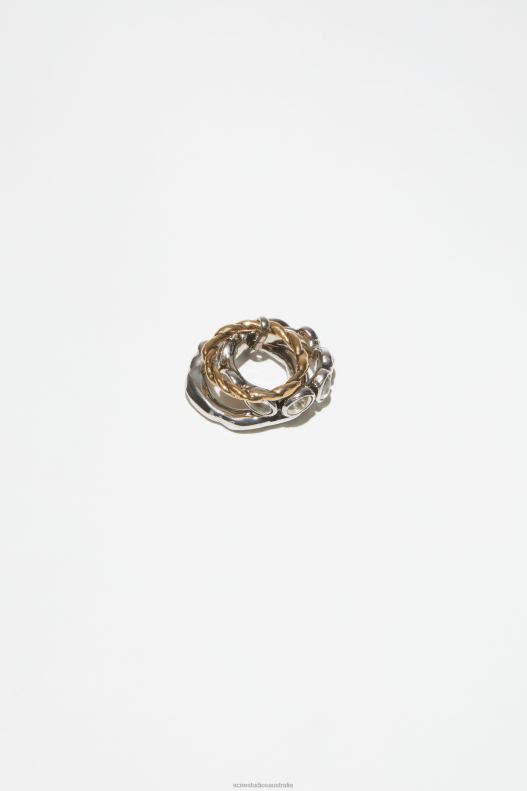 Trio mix ring Antique Silver/Antique Gold Acne Studios R66LJ649 Accessories