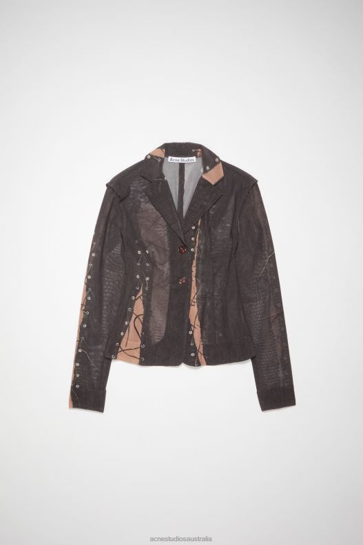 Trompe l\oeil single-breasted jacket Runway Show Dark Brown/Beige Acne Studios R66LJ131 Apparel