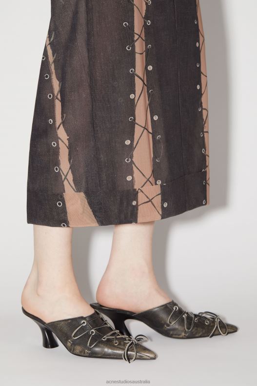 Trompe l\oeil skirt Runway Show Dark Brown/Beige Acne Studios R66LJ343 Apparel