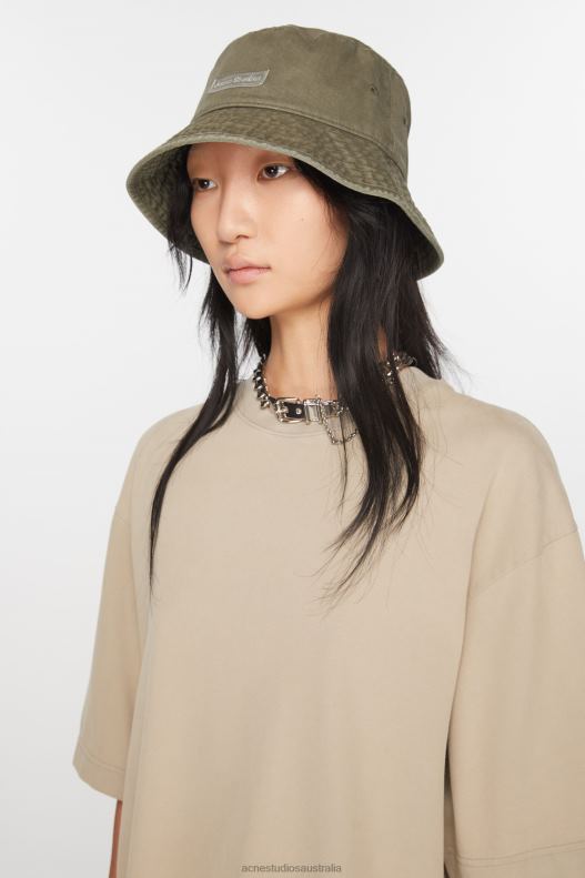 Twill bucket hat Khaki Green Acne Studios R66LJ602 Accessories