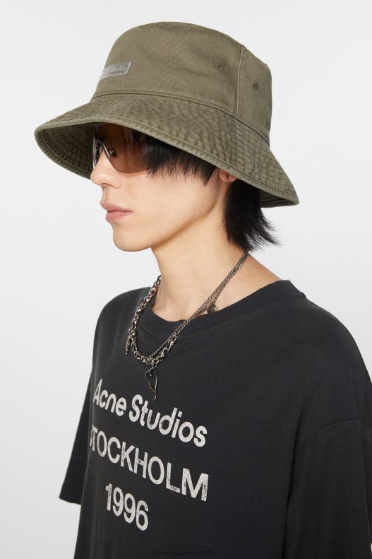 Twill bucket hat Khaki Green Acne Studios R66LJ602 Accessories