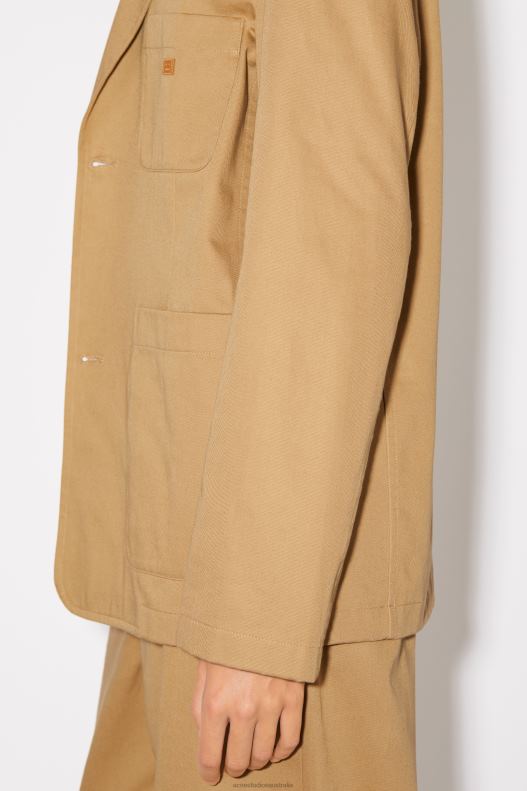 Twill cotton tailored jacket Unisex Camel Brown Acne Studios R66LJ24 Apparel