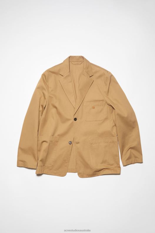 Twill cotton tailored jacket Unisex Camel Brown Acne Studios R66LJ24 Apparel