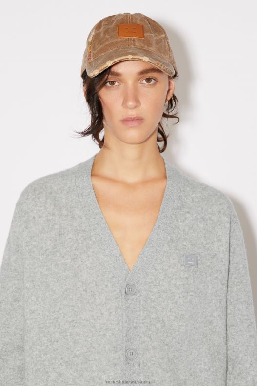 V-neck cardigan Unisex Light Grey Melange Acne Studios R66LJ81 Apparel