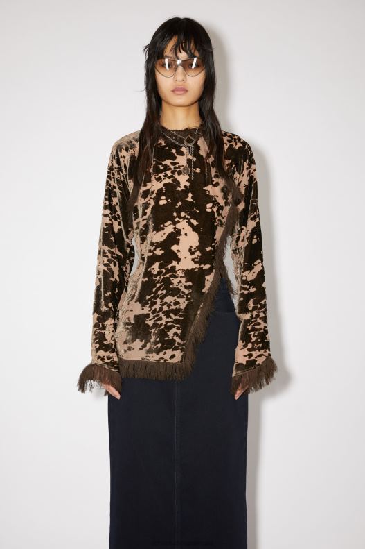 Velvet cow print top Runway Show Chocolate Brown Acne Studios R66LJ191 Apparel