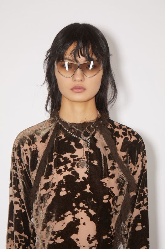 Velvet cow print top Runway Show Chocolate Brown Acne Studios R66LJ191 Apparel