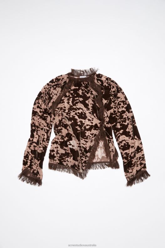 Velvet cow print top Runway Show Chocolate Brown Acne Studios R66LJ191 Apparel