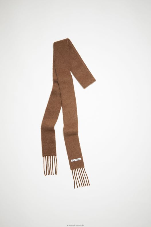 Wool-alpaca fringe scarf - Skinny Almond Brown Acne Studios R66LJ657 Accessories