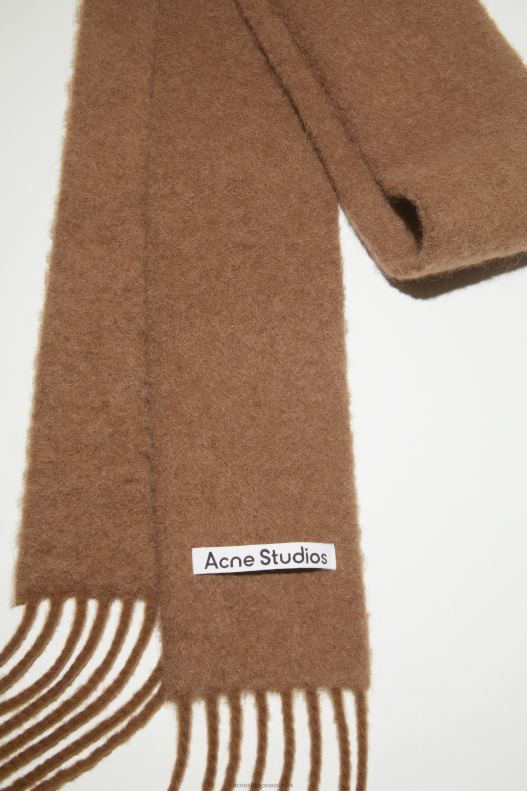 Wool-alpaca fringe scarf - Skinny Almond Brown Acne Studios R66LJ657 Accessories