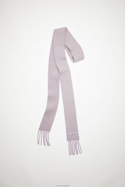 Wool-alpaca fringe scarf - Skinny Dusty Lilac Acne Studios R66LJ704 Accessories