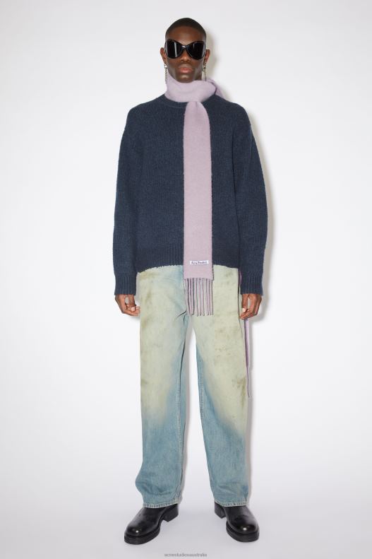 Wool-alpaca fringe scarf - Skinny Dusty Lilac Acne Studios R66LJ704 Accessories