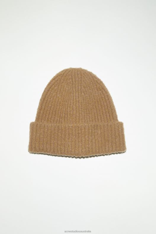 Wool blend beanie Camel Brown Acne Studios R66LJ714 Accessories