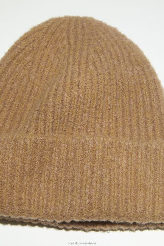 Wool blend beanie Camel Brown Acne Studios R66LJ714 Accessories